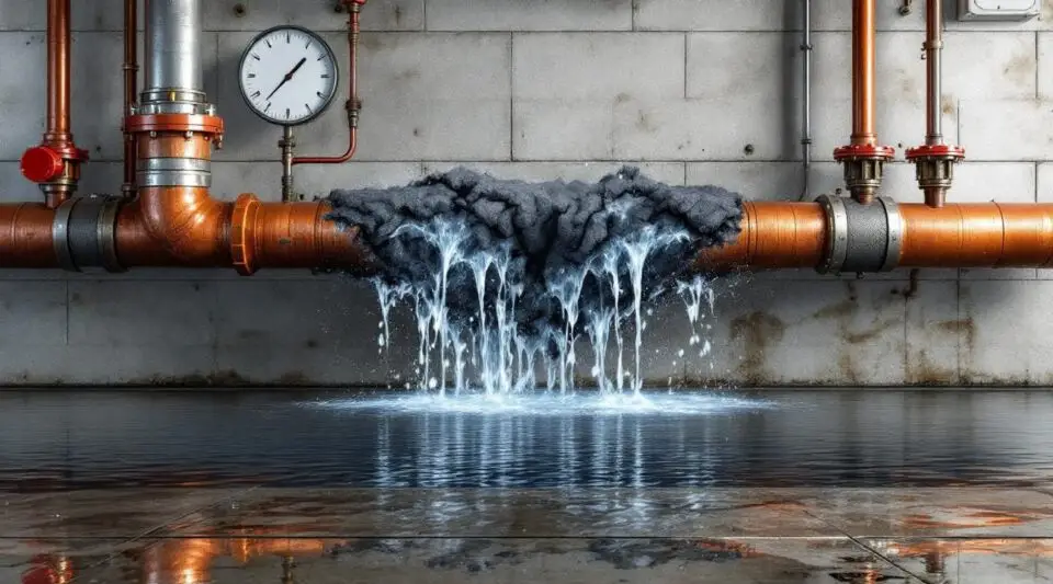 Industrial water extraction equipment and air movers positioned in a flooded commercial office hallway in Las Vegas.