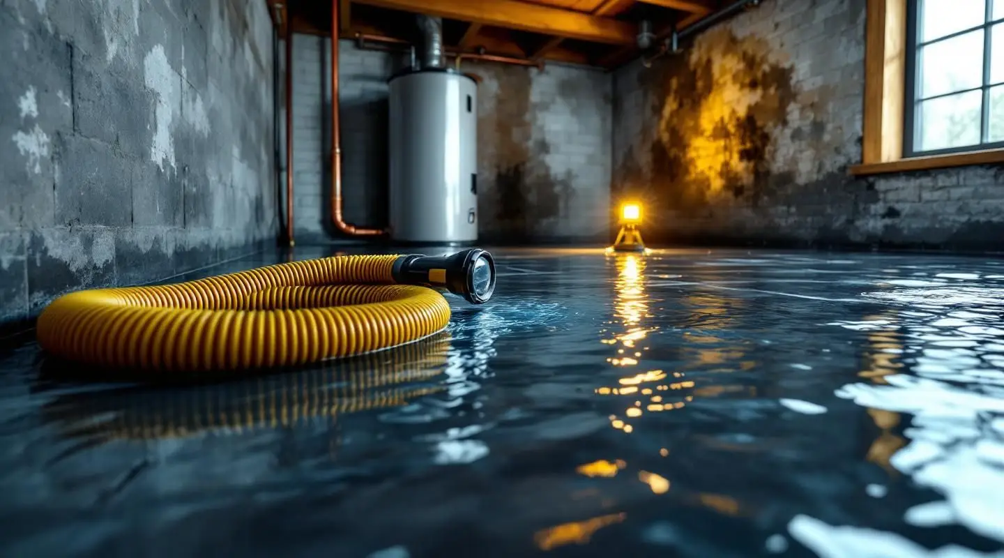 Professional technician using a weighted water extractor on a soaked residential carpet in a flooded Las Vegas home.